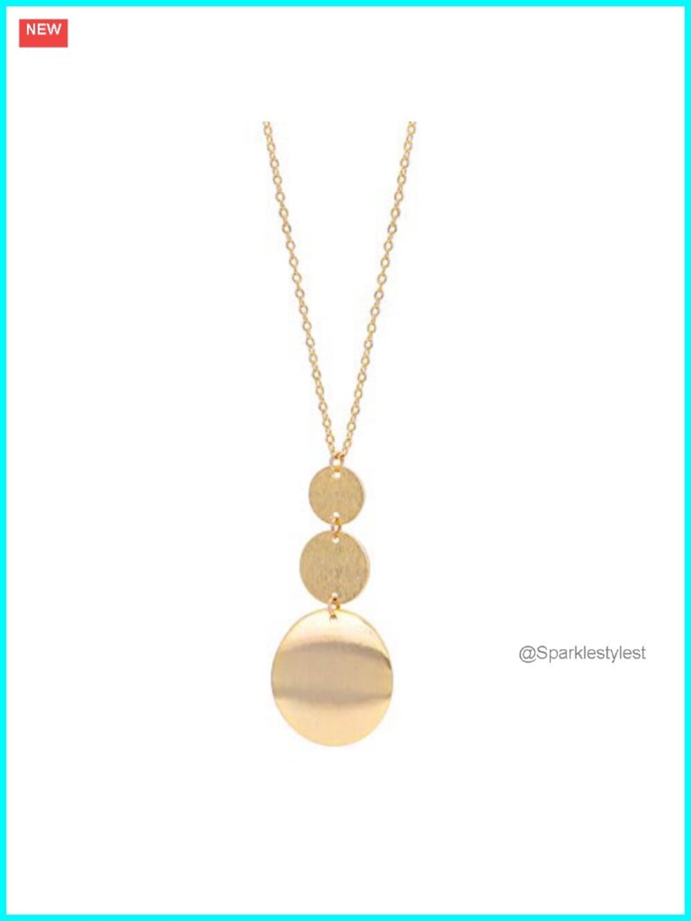 18K Gold Plated Pearl Disc Pendant Necklace Women 27.5in Sweater Chain